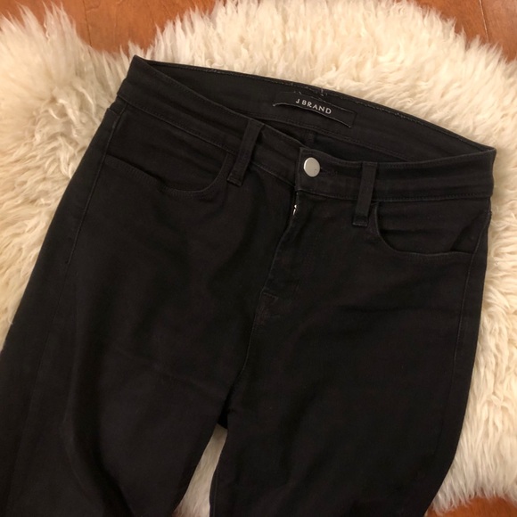 J Brand Hanna High Rise Crop Black Denim Skinny Jeans with Ankle Zippers - Picture 4 of 7